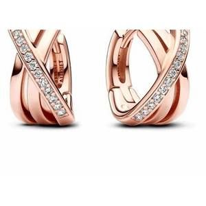NEW PANDORA women's crossover pave hoop earrings in rose gold